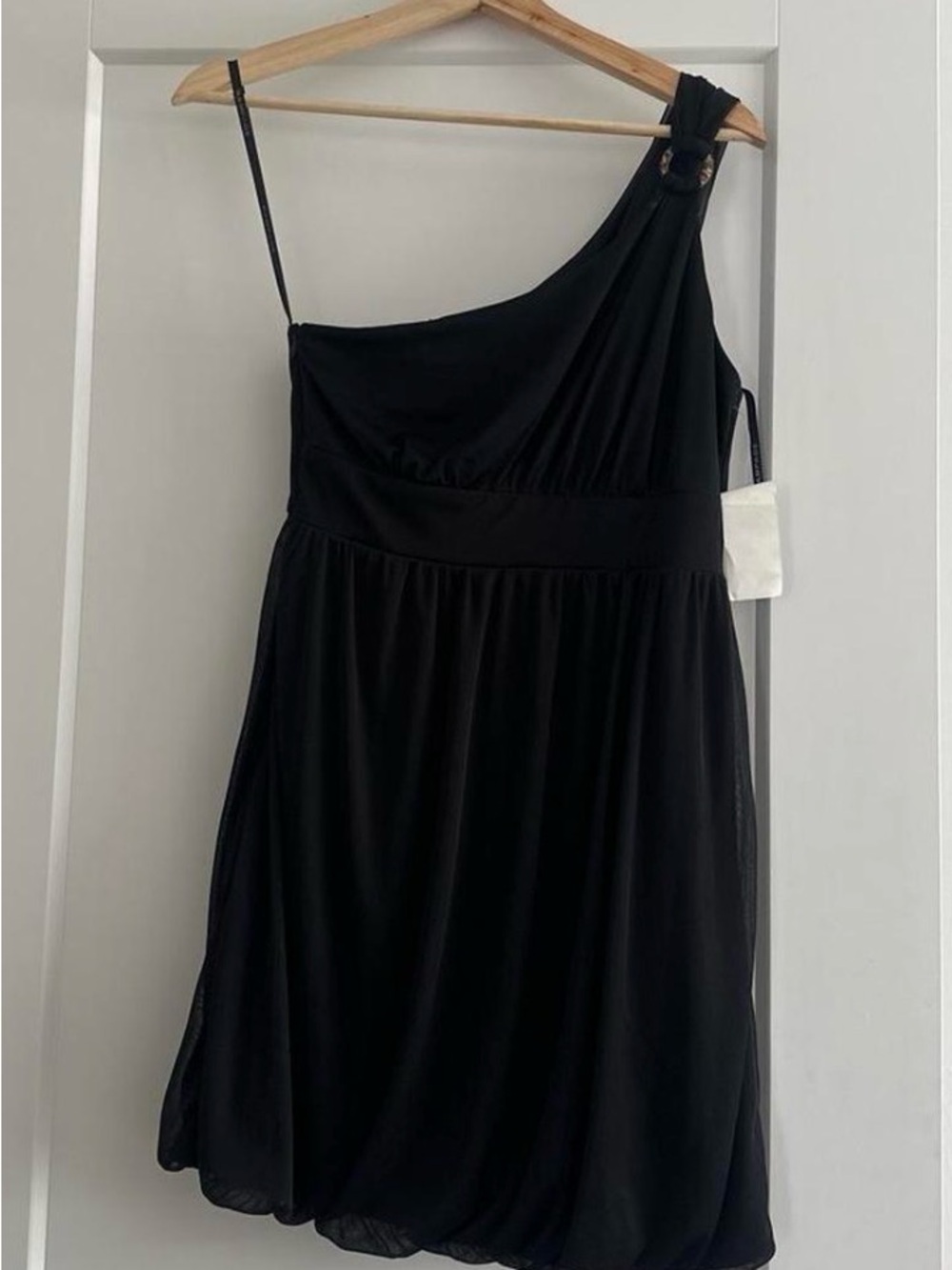 Rampage Black One-Shoulder Cocktail Dress with Knotted Strap